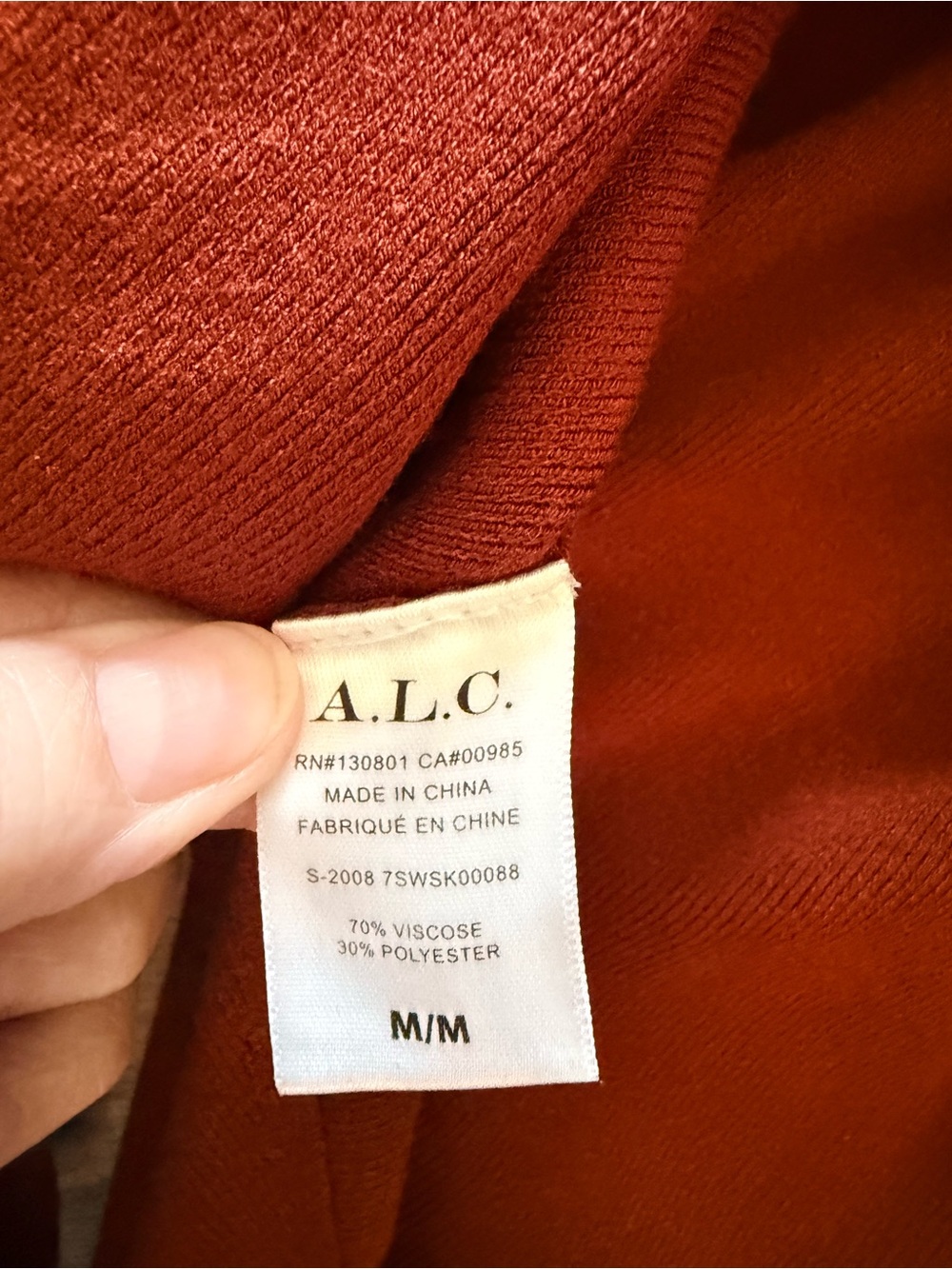 NWT A.L.C. Jasper Asymmetrical Knit Skirt Medium Rust/Brick - Picture 5 of 9